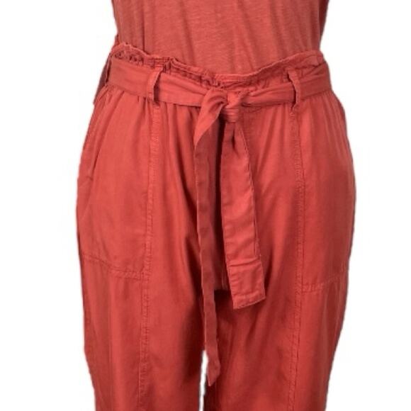 Sanctuary New Ankle Pants Paperbag Waist Drape Fit Tencel Rust Women’s Size XXL - Picture 6 of 12